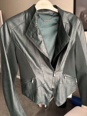 Elie Tahari Women's Green Leather Jacket